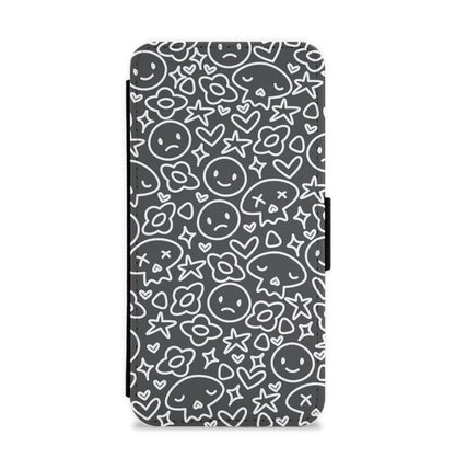 Black Skulls - Skate Aesthetic  Flip / Wallet Phone Case