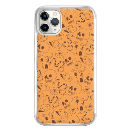 Orange Snakes And Skulls - Western  Phone Case