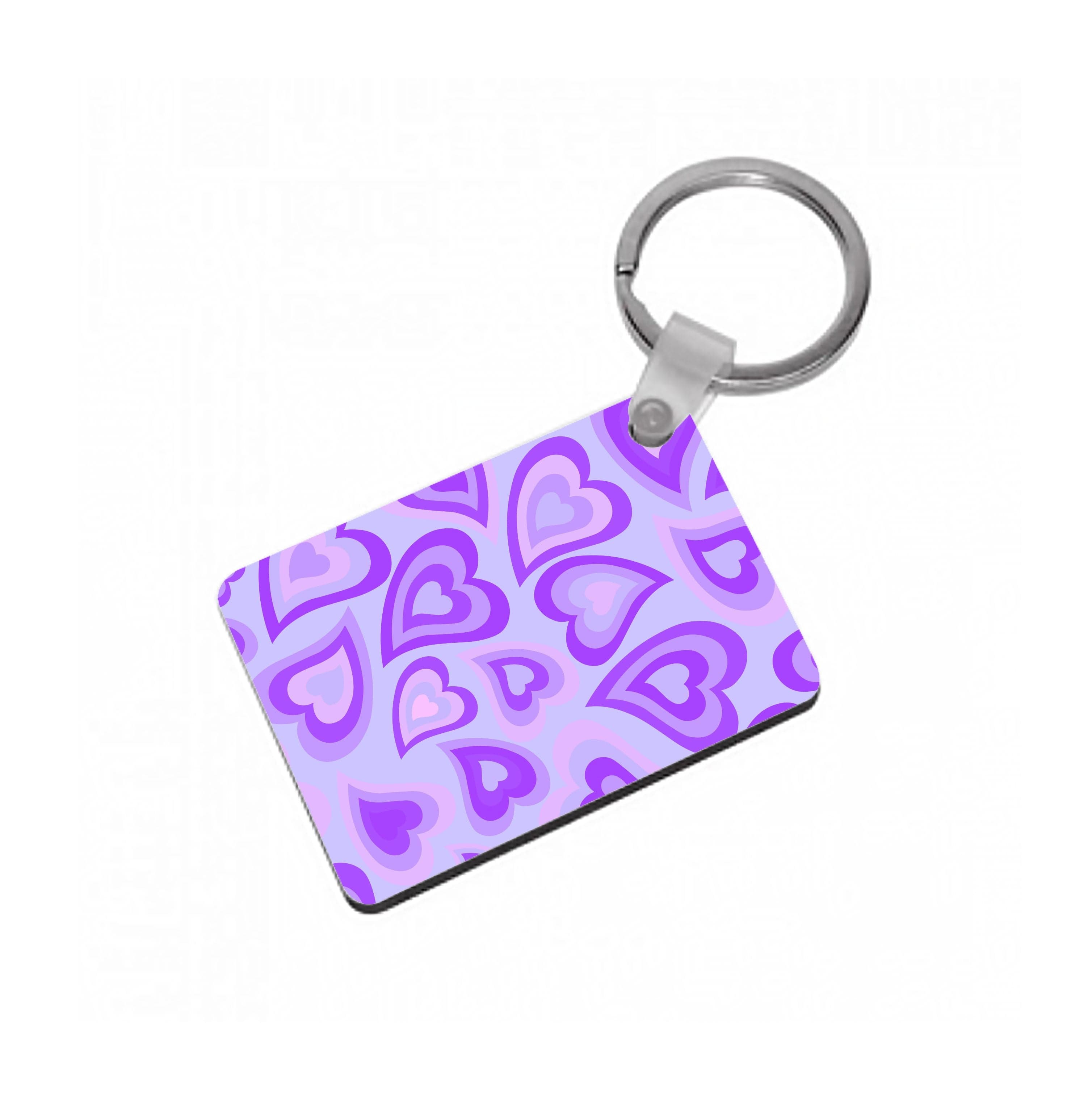 Purple Hearts - Trippy Patterns Keyring