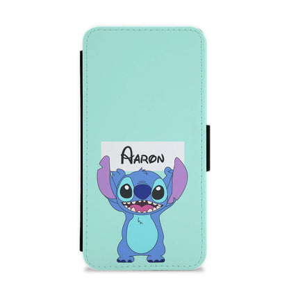 Standing Blue Alien - Personalised Disney Flip / Wallet Phone Case