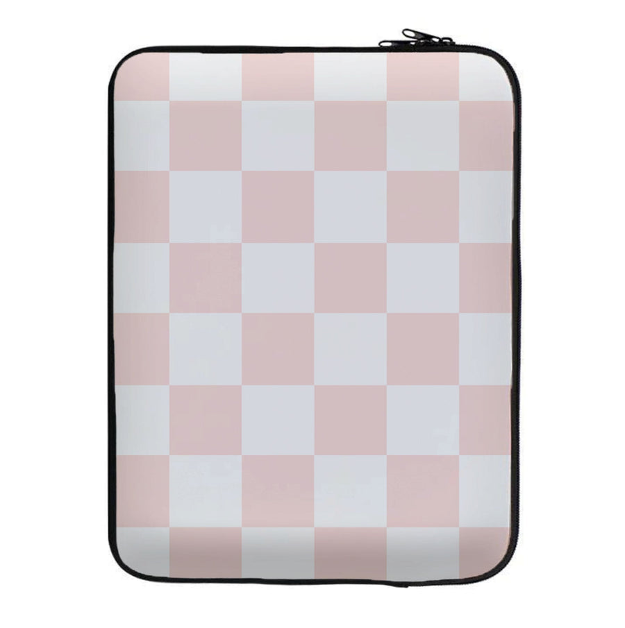 Pink And White Checkers Laptop Sleeve
