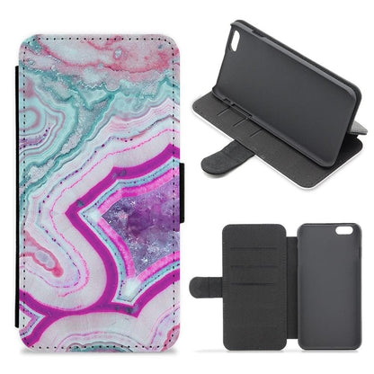 Purple Geode Pattern Flip Wallet Phone Case - Fun Cases