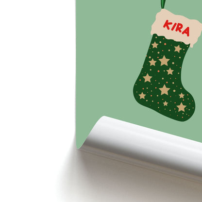 Green Stocking - Personalised Christmas Poster