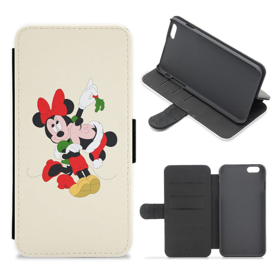 Mistletoe Mickey And Minnie Mouse - Christmas Flip / Wallet Phone Case