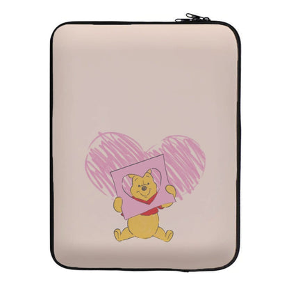 Pooh Heart Drawing Valentine's Laptop Sleeve