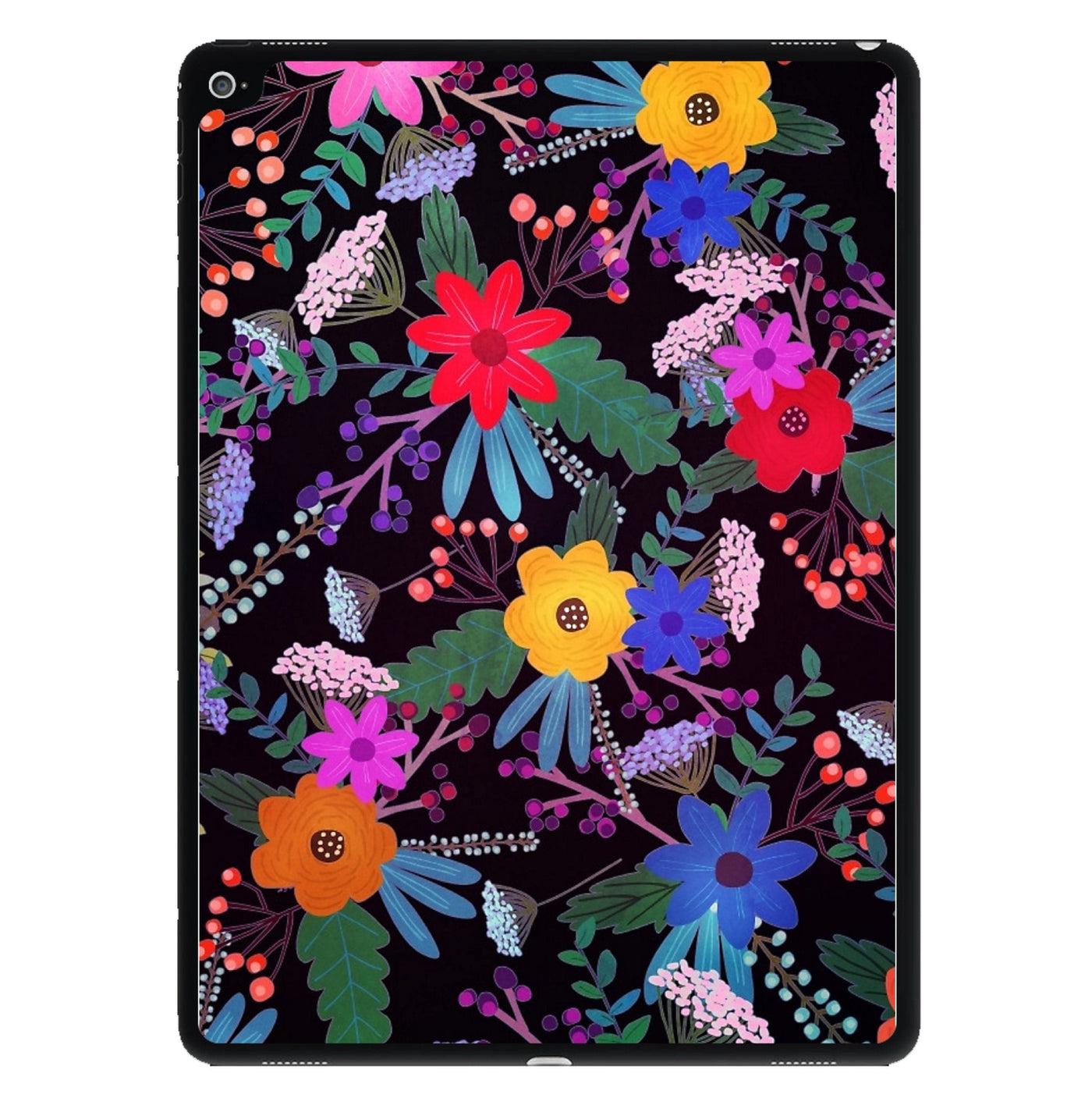 Black & Colourful Floral Pattern iPad Case