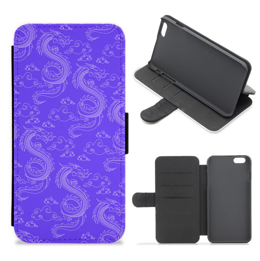 Purple Dragon Pattern Flip / Wallet Phone Case
