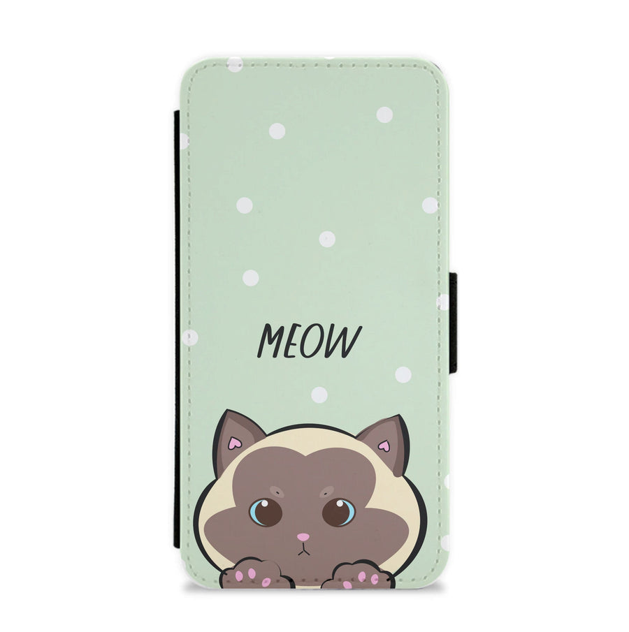 Meow Green - Cats Flip / Wallet Phone Case