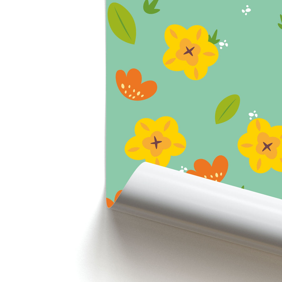 Yellow And Orange Pattern - Floral Poster