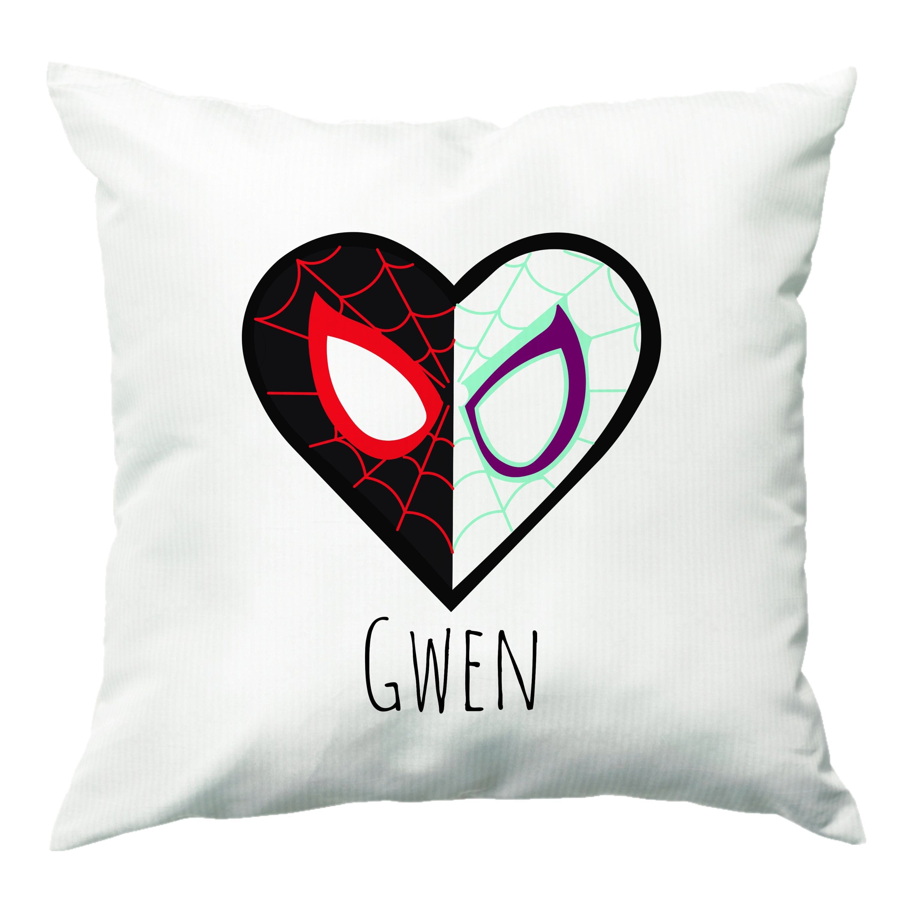 Gwen And SpiderMan - Personalised Superhero Comic Cushion