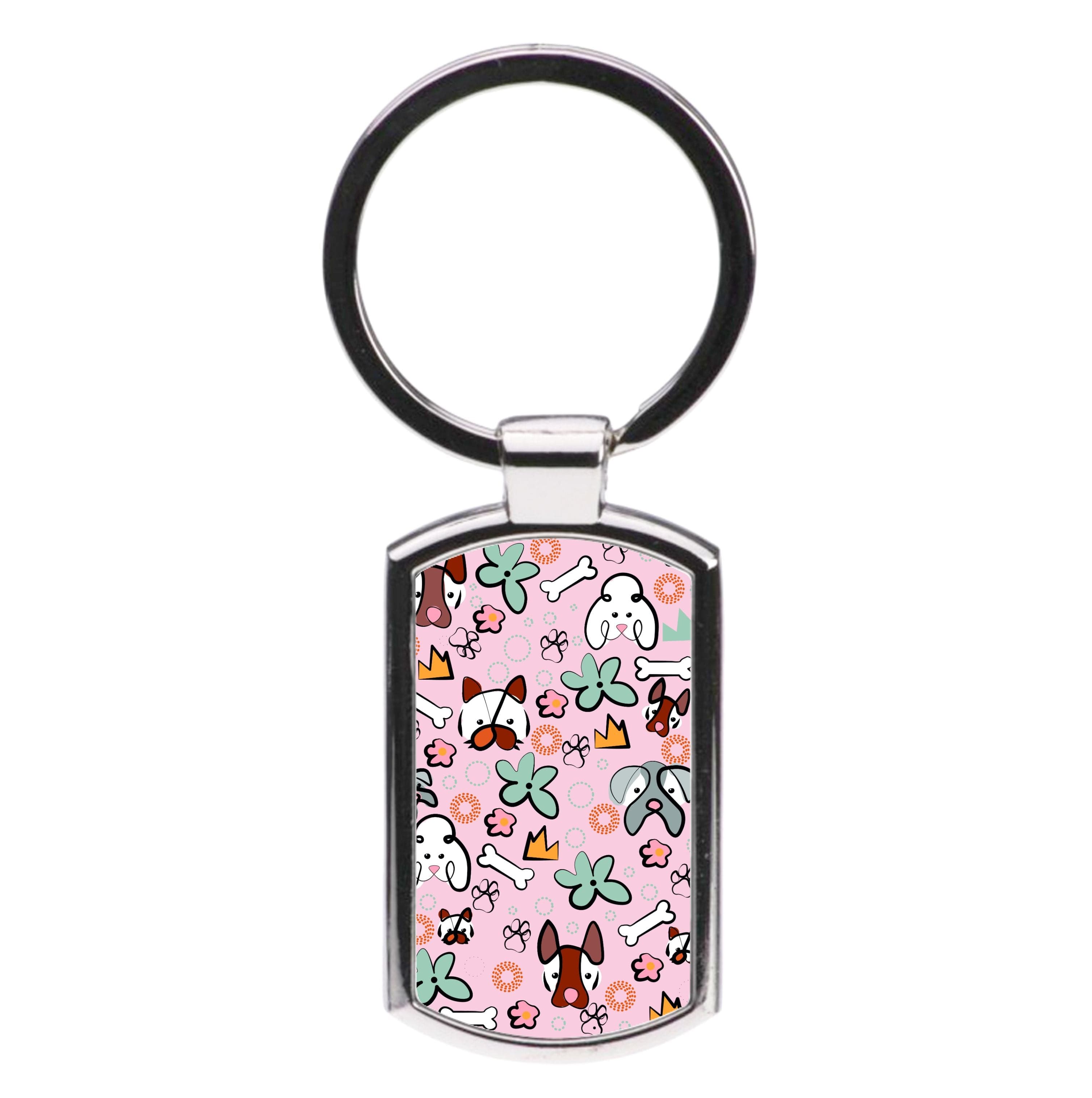 Bones and dogs - Dog Patterns Luxury Keyring