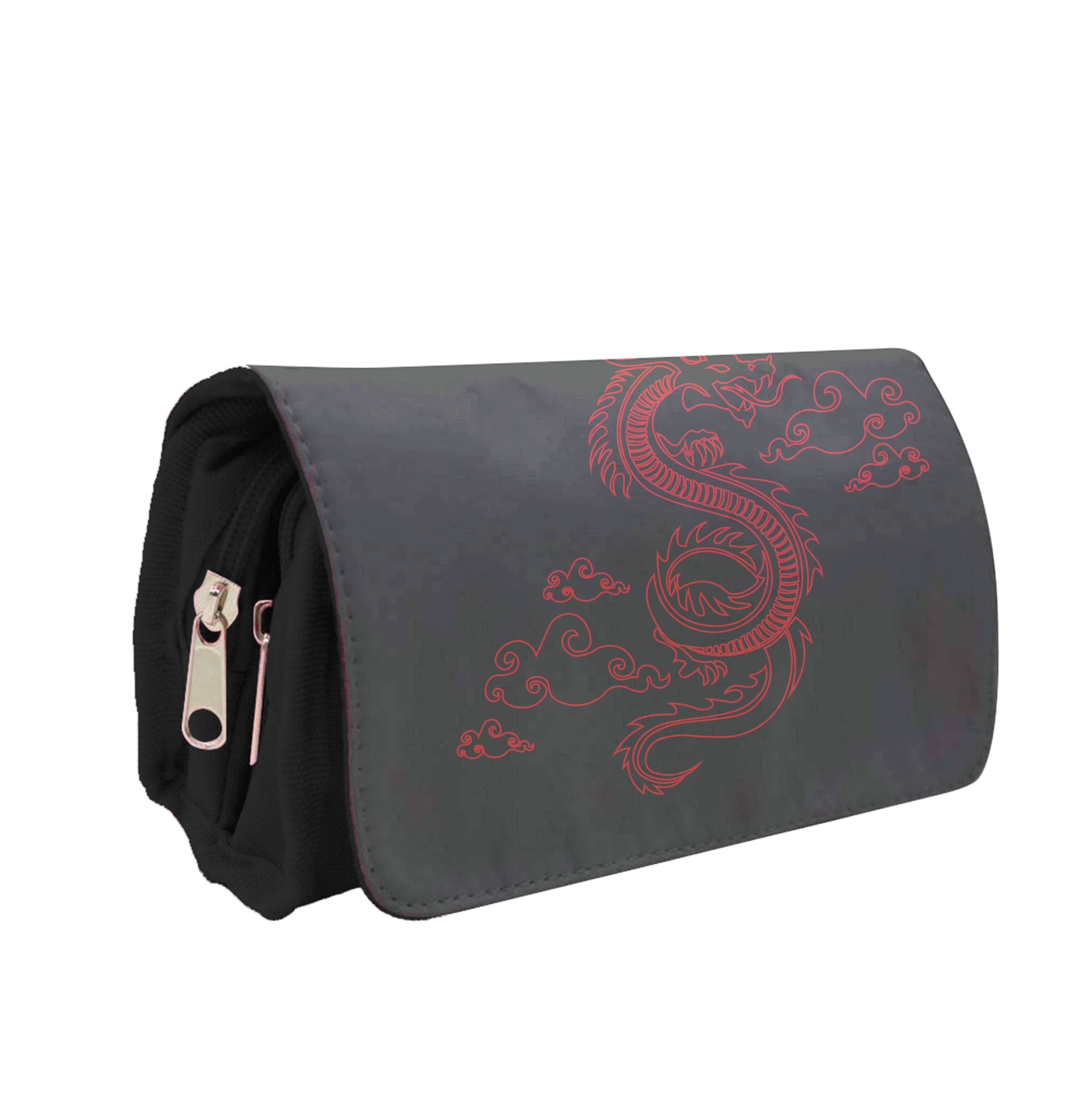 Red - Dragon Patterns Pencil Case