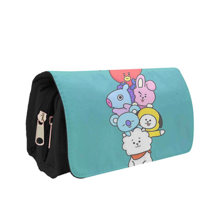 Green BT21 - RJ, Mang, Koya, Chimmy, Cooky, Shooky, Tata - K Pop Pencil Case