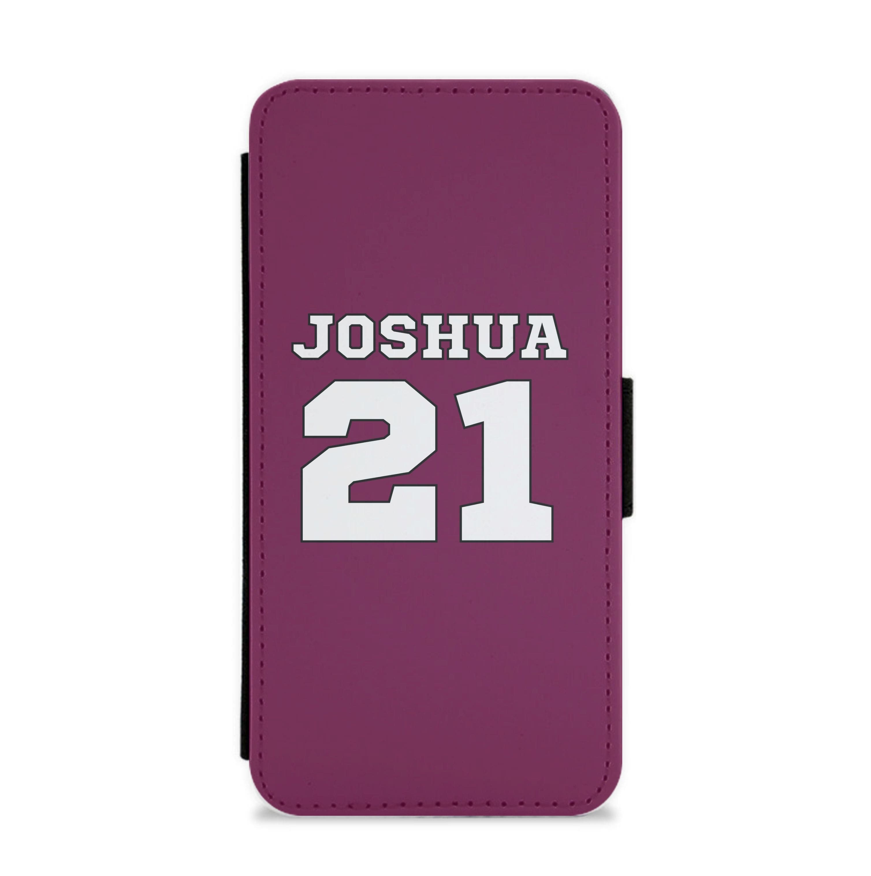 Burgundy - Personalised Football Flip / Wallet Phone Case