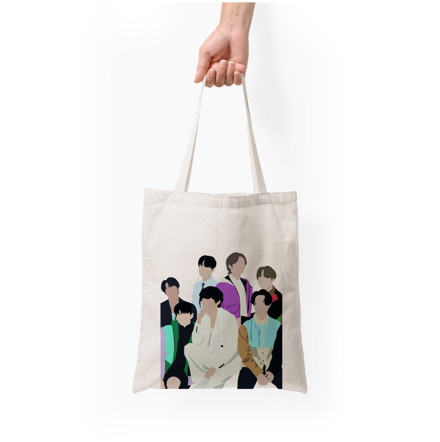 Blue K-Pop Band Members Tote Bag