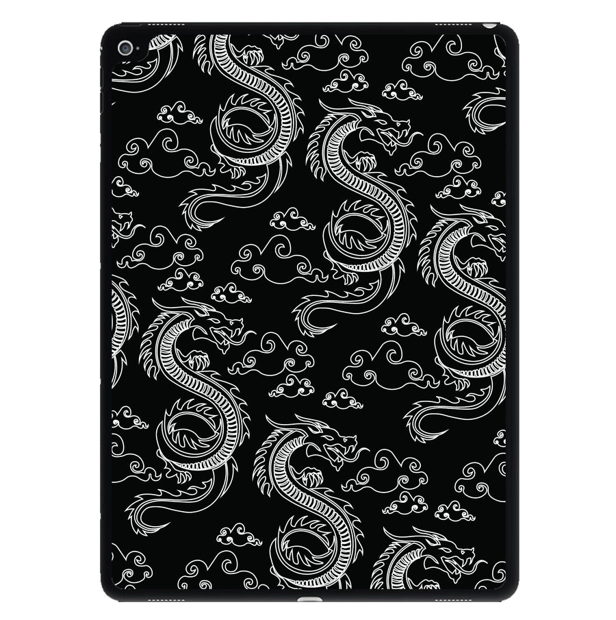 Black And White Dragon Pattern iPad Case