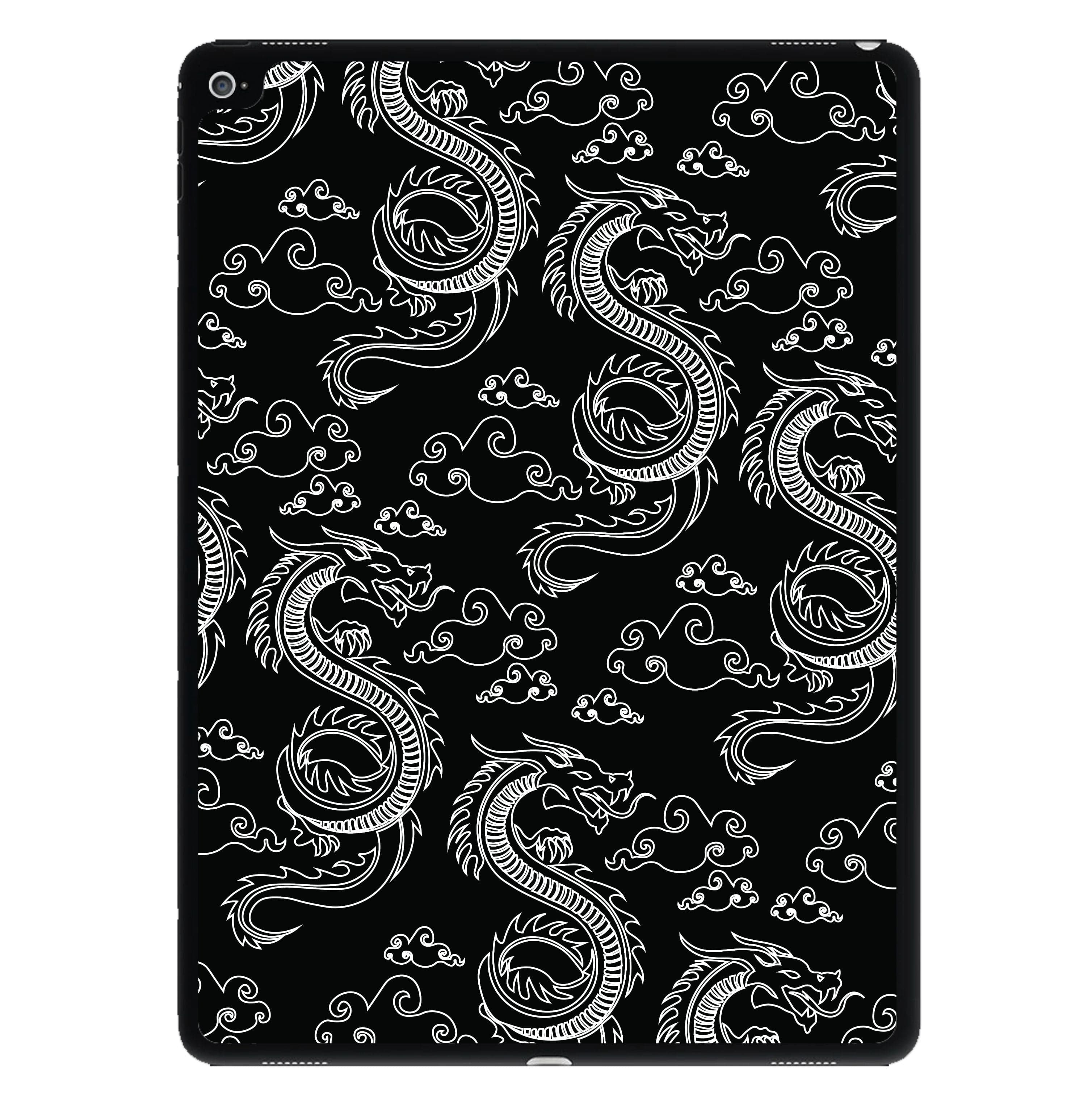 Black And White Dragon Pattern iPad Case