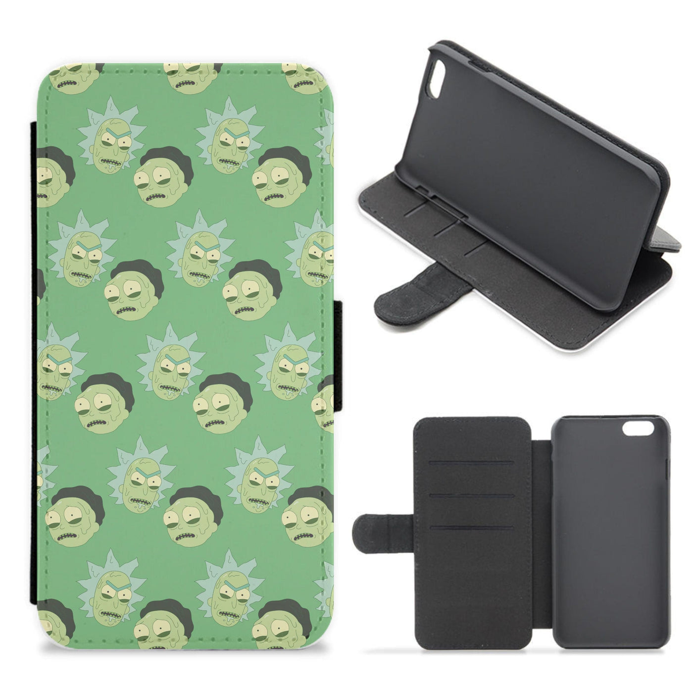 Rick And Morty Pattern Flip / Wallet Phone Case