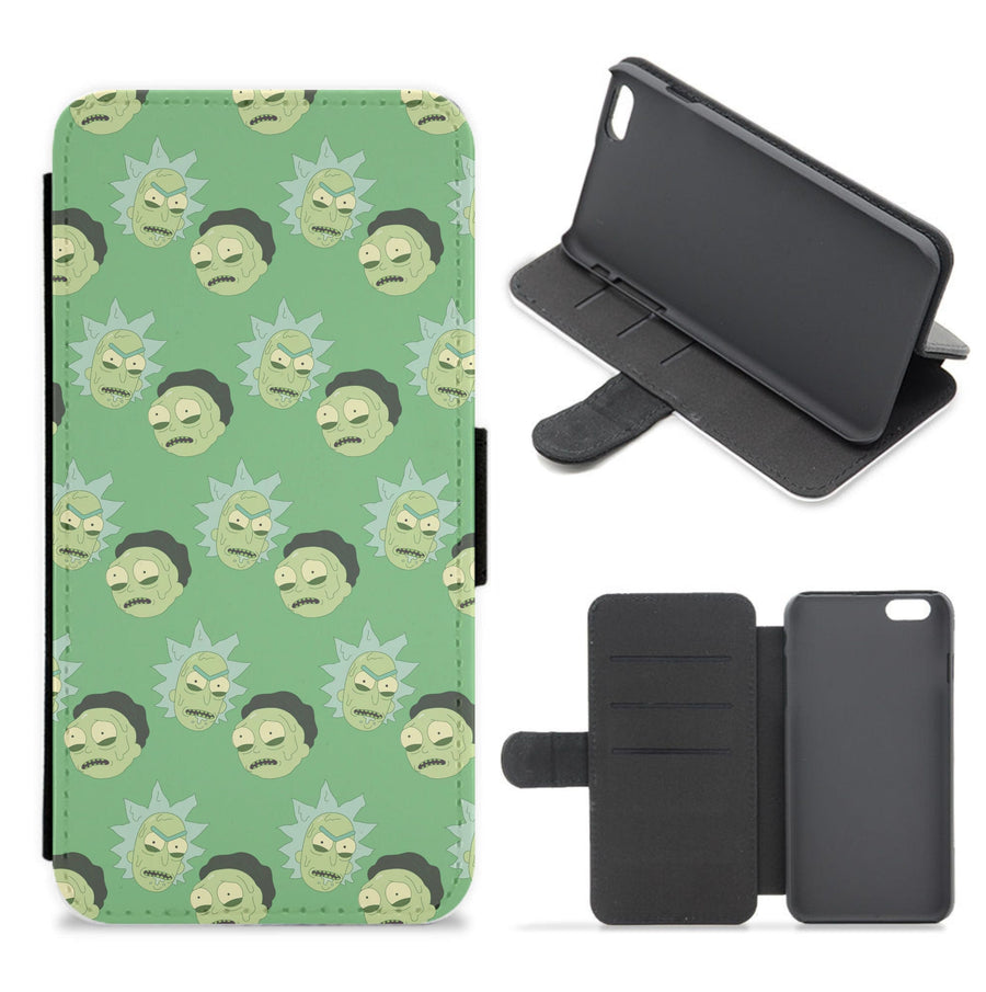 Rick And Morty Pattern Flip / Wallet Phone Case