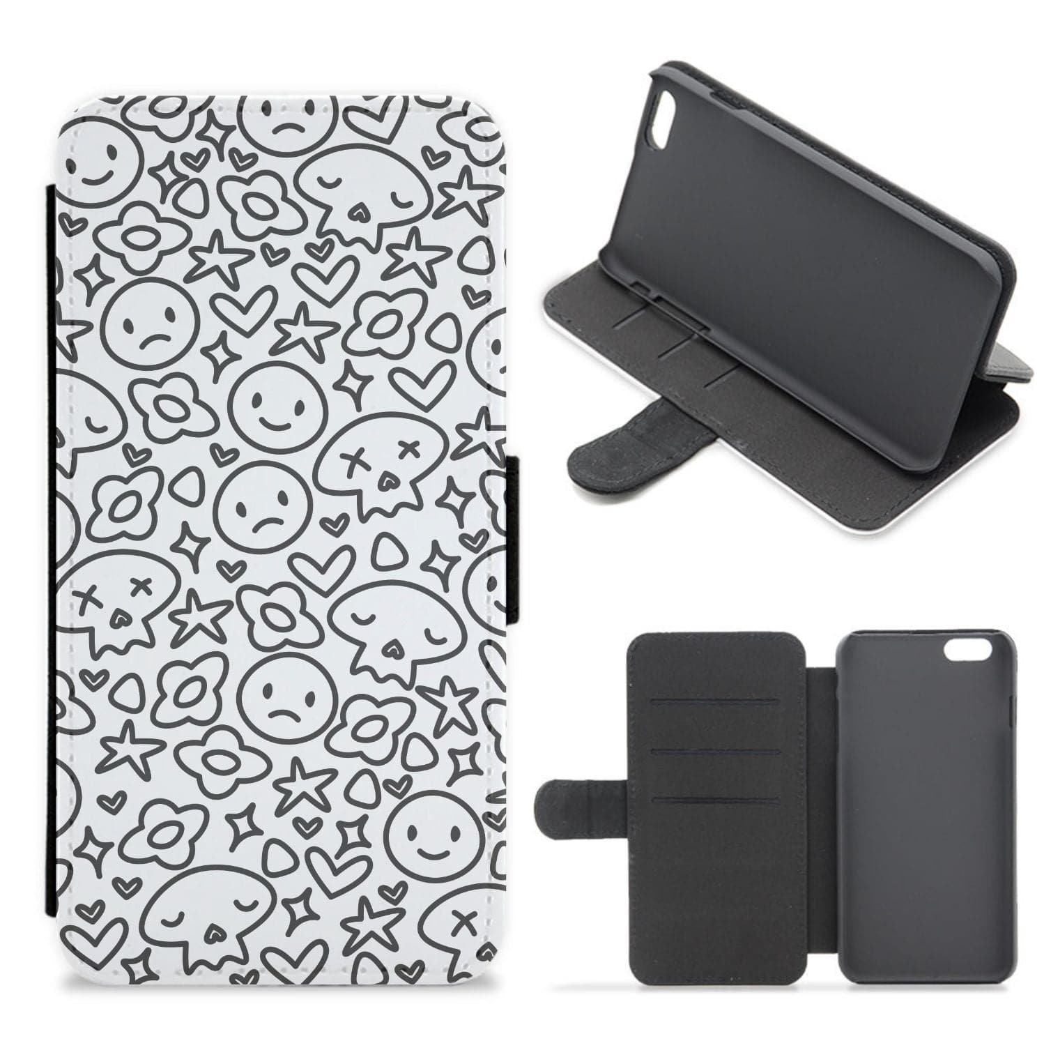 White Skulls - Skate Aesthetic  Flip / Wallet Phone Case