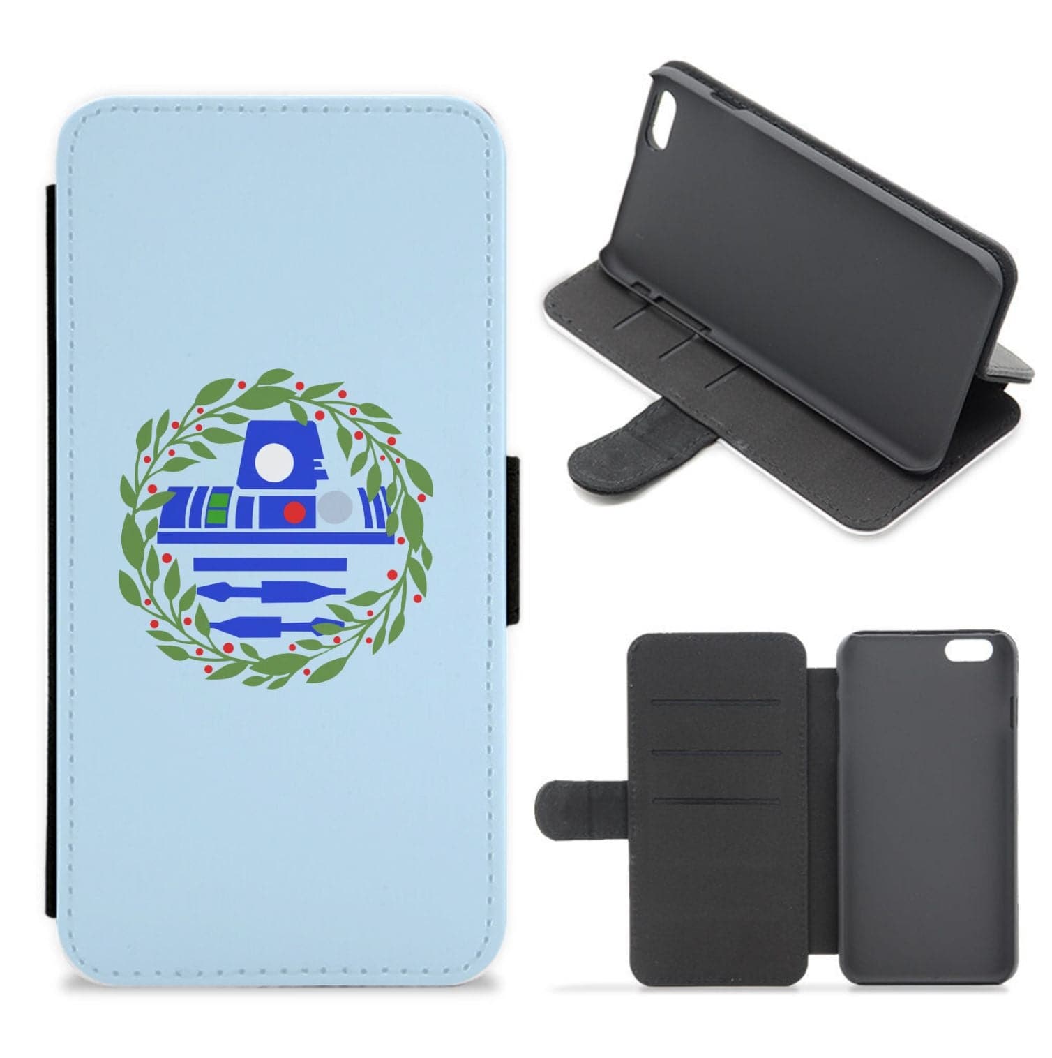 R2D2 Christmas Wreath Flip / Wallet Phone Case