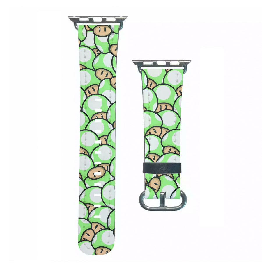 Mushroom Pattern - Light Green Apple Watch Strap