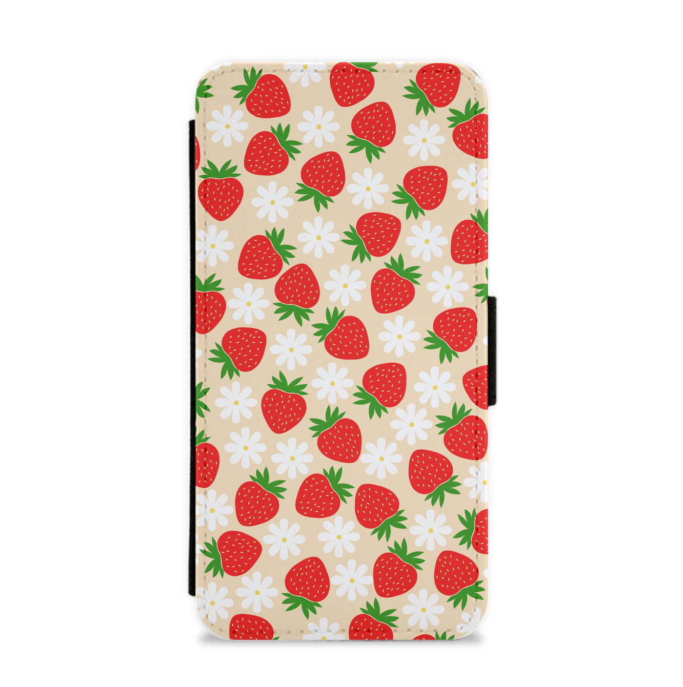 Strawberries and Flowers - Spring Patterns Flip / Wallet Phone Case