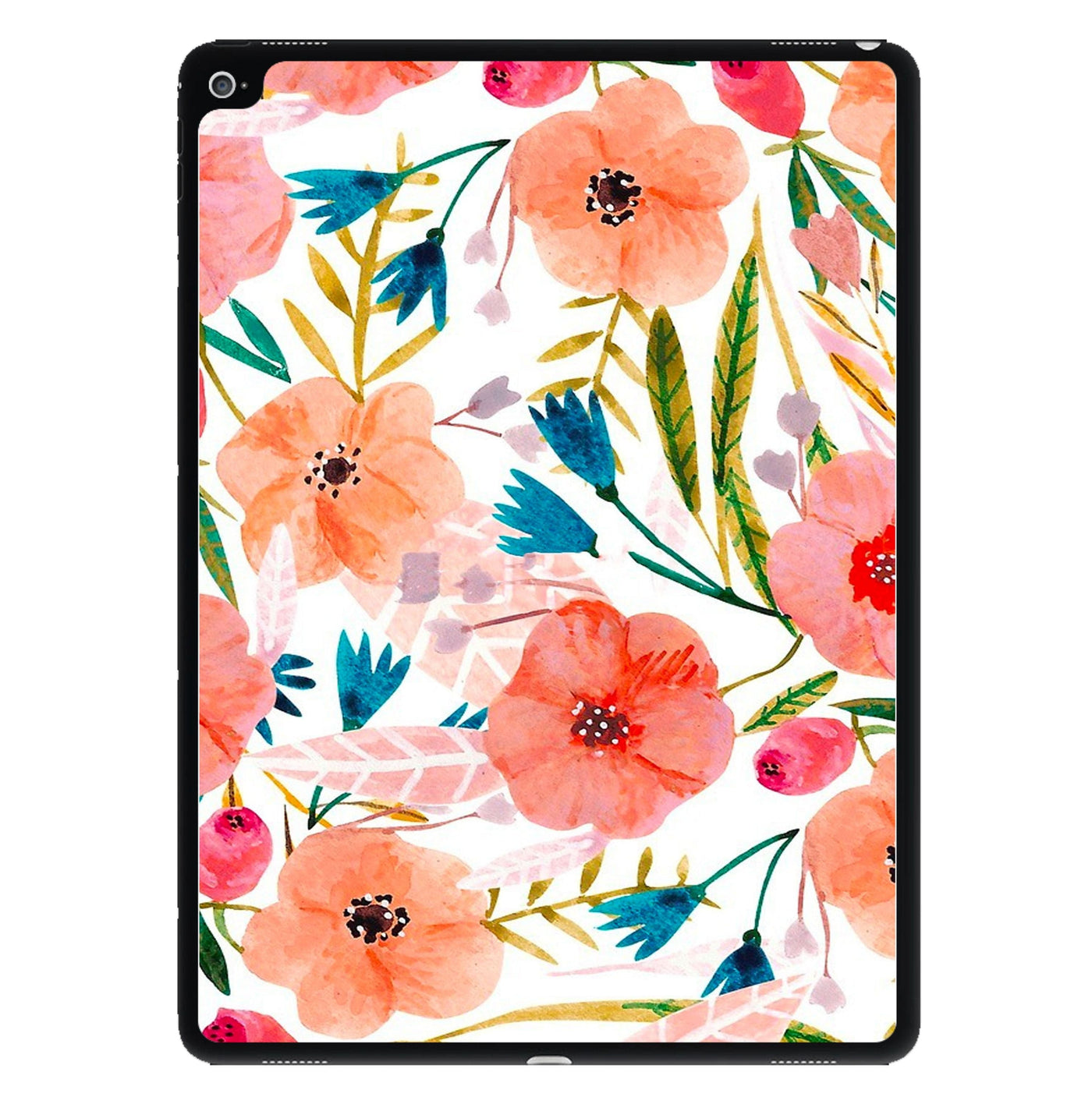 Peach Watercolour Floral Pattern iPad Case