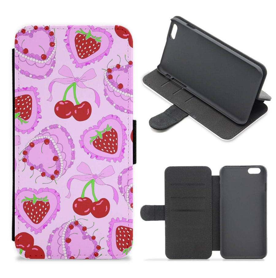 Cherries, Strawberries And Cake - Valentine's Day Flip / Wallet Phone Case
