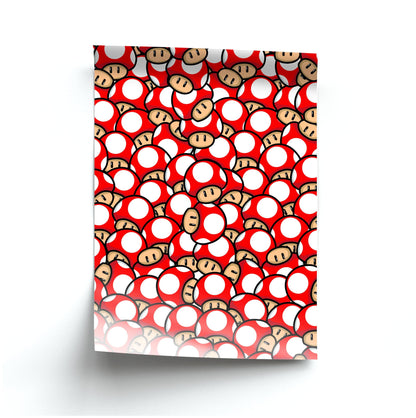 Mushroom Pattern - Red Poster