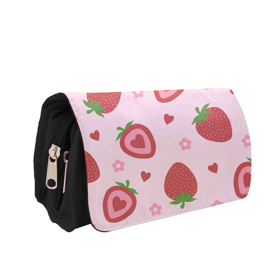 Strawberries And Hearts - Fruit Patterns Pencil Case