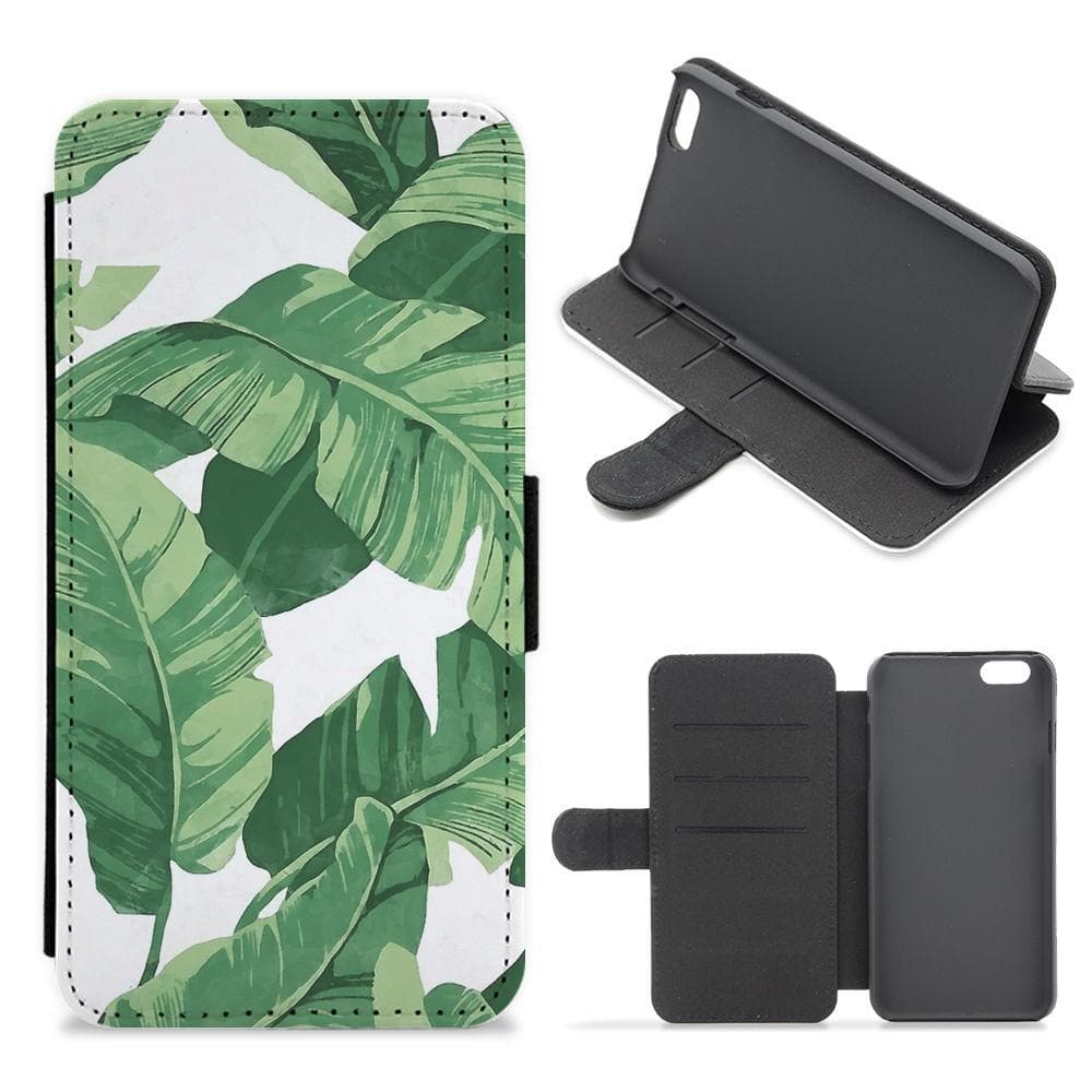 Tropical Banana Leaf Pattern Flip Wallet Phone Case - Fun Cases