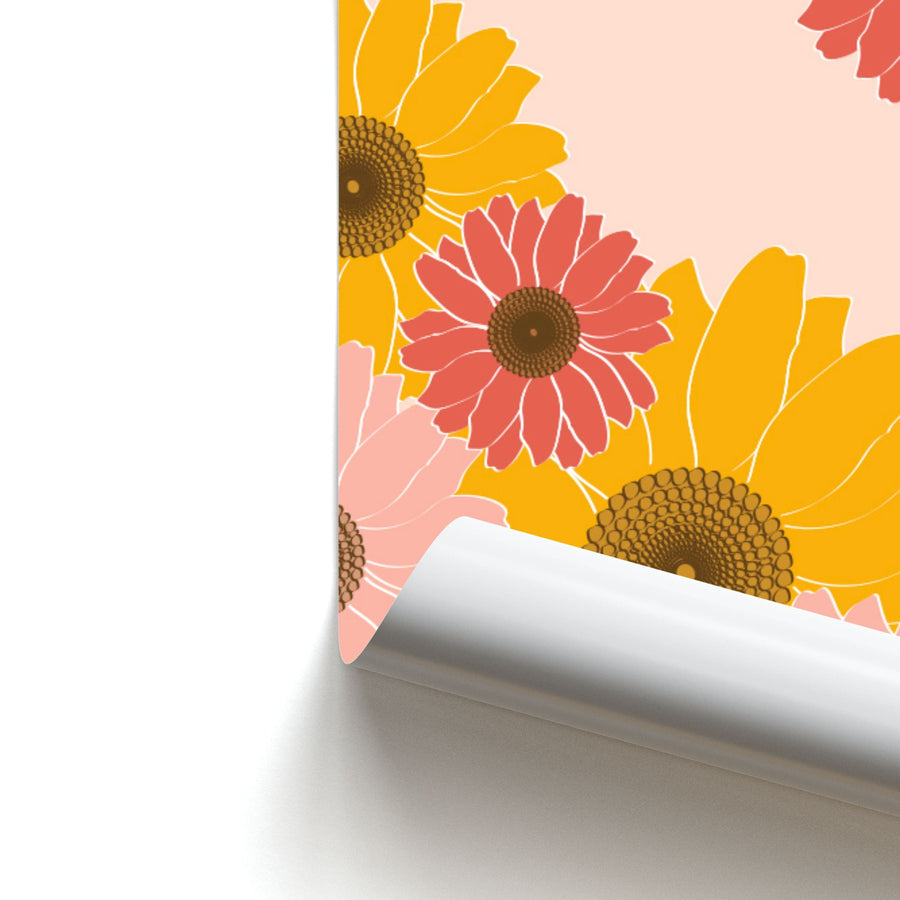 Sunflower Floral Pattern Poster