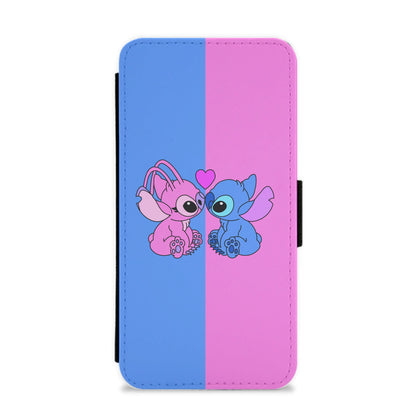 Angel And Blue Alien - Pink Alien Flip / Wallet Phone Case