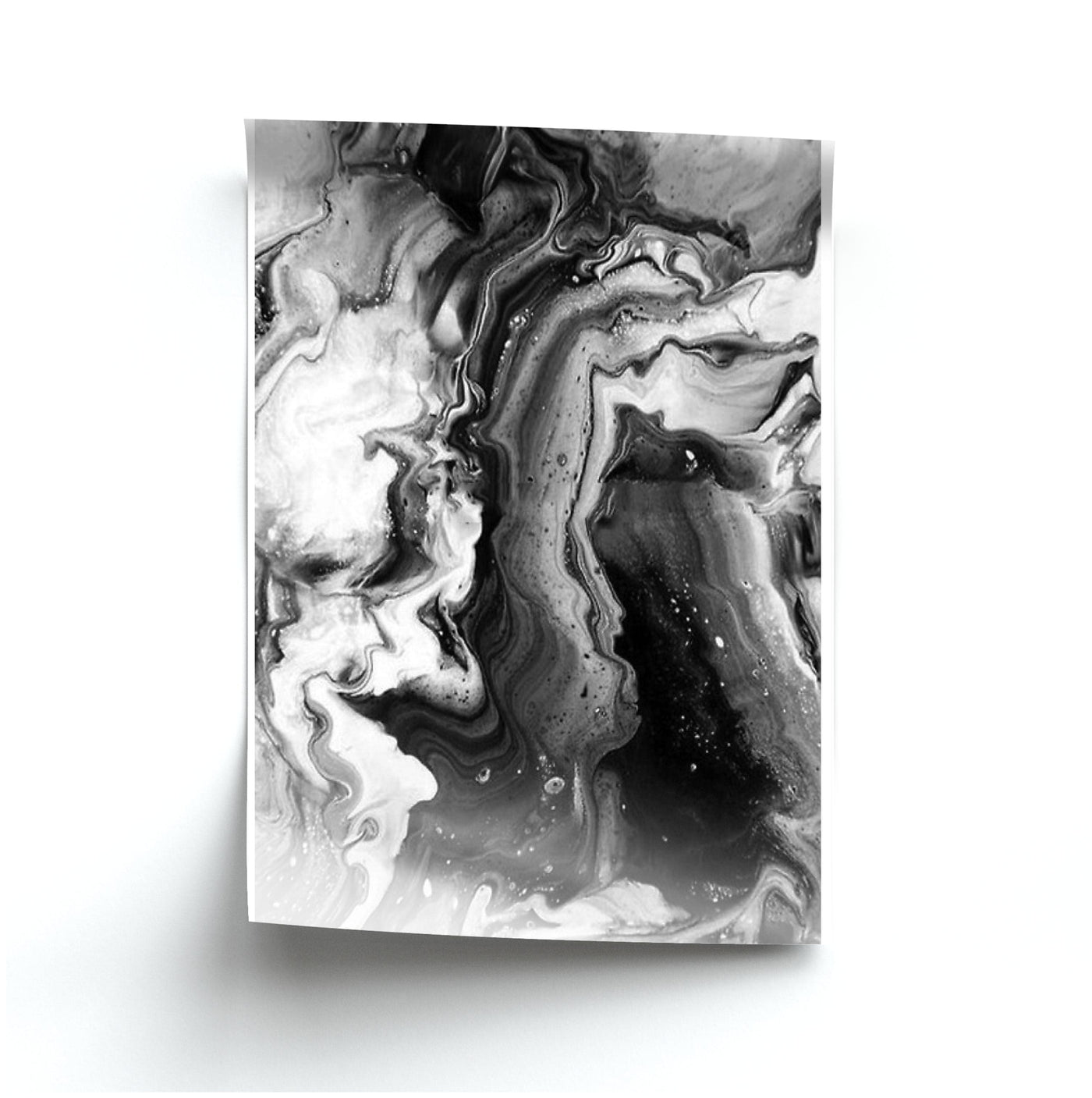Black and White Leaking Marble Poster