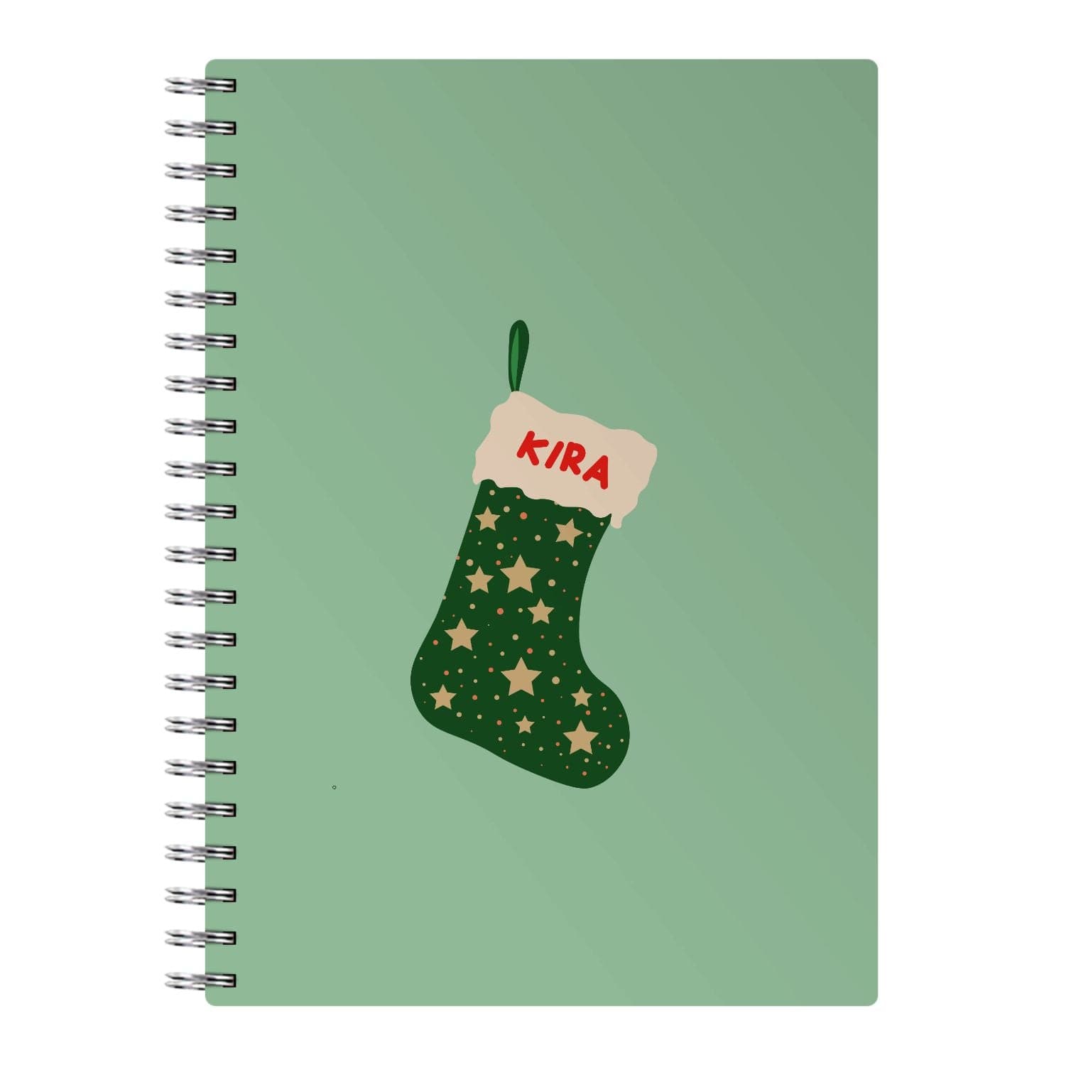 Green Stocking - Personalised Christmas Notebook