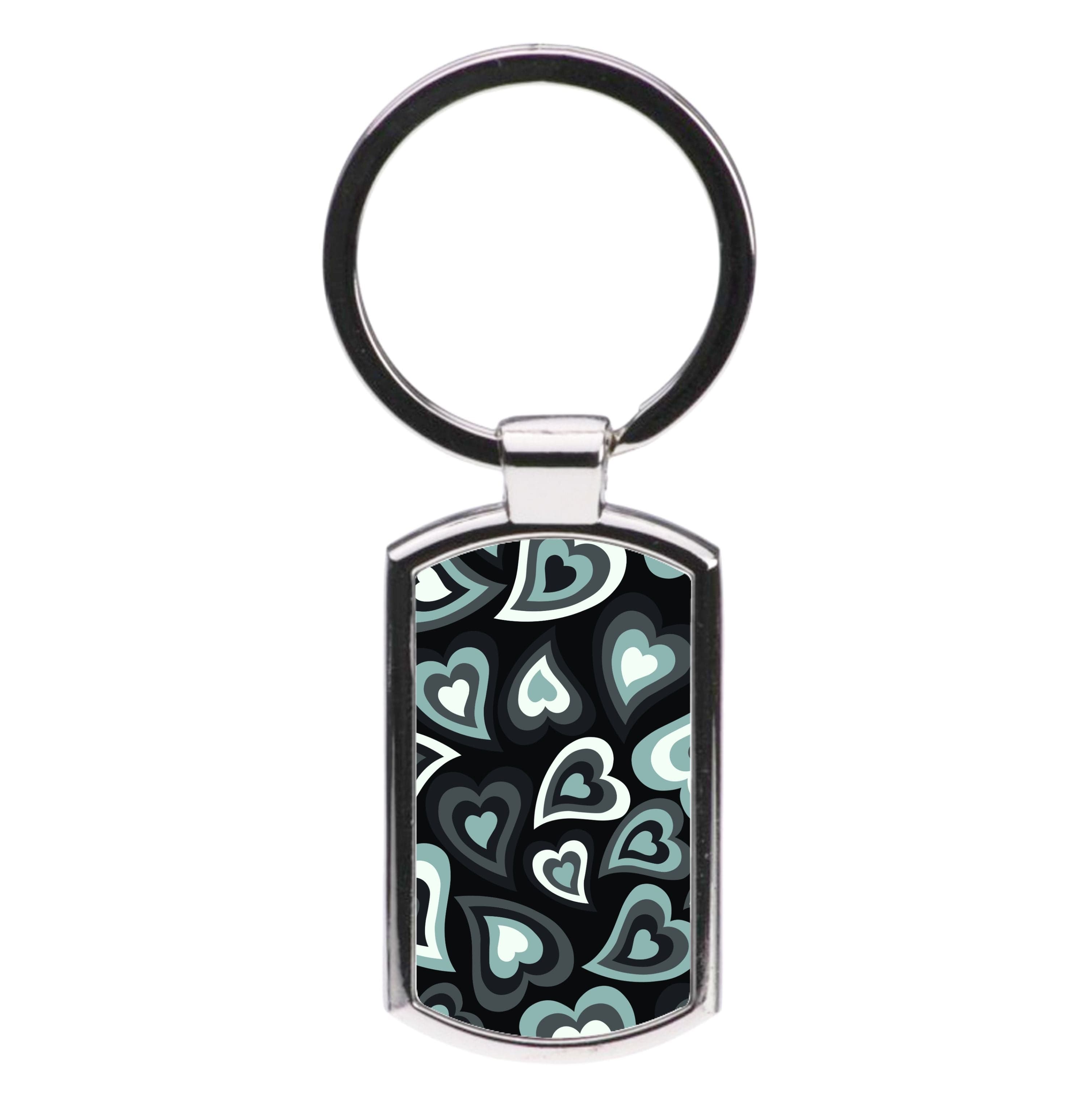 Black Hearts - Trippy Patterns Luxury Keyring