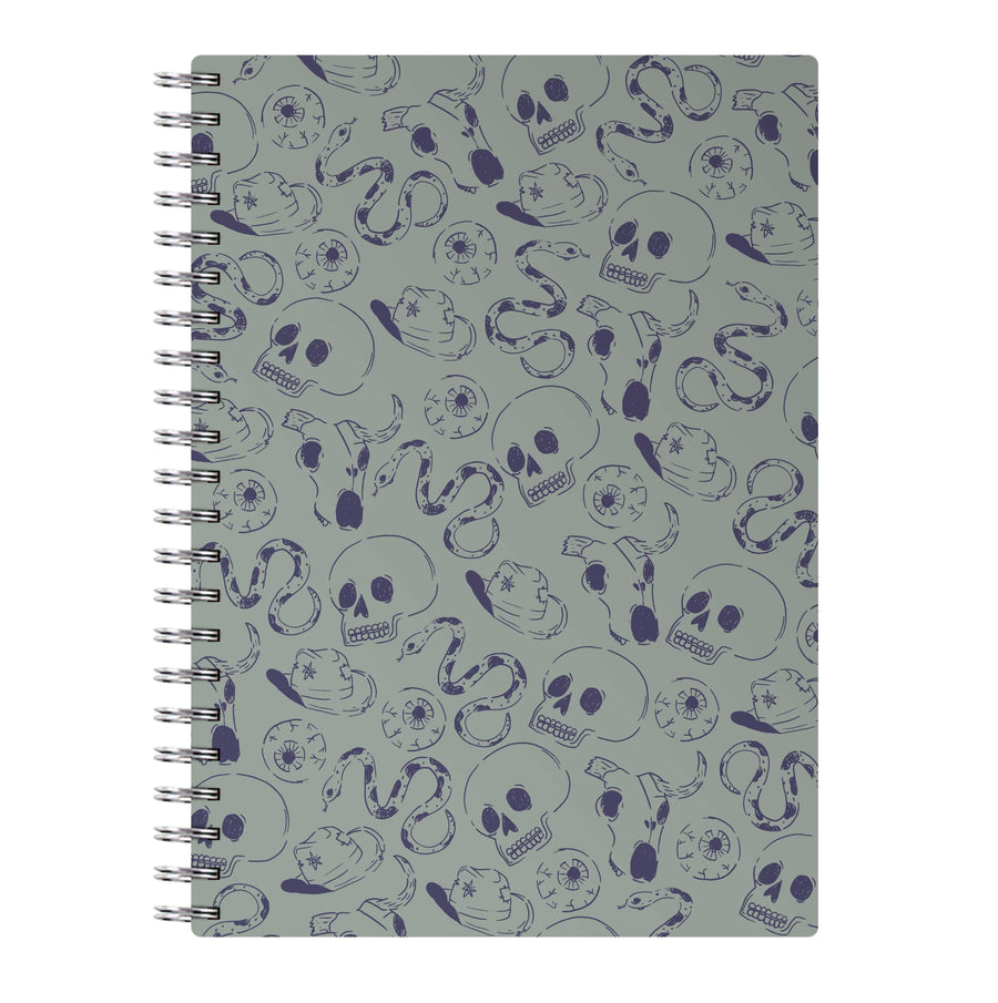 Blue Snakes And Skulls - Western  Notebook