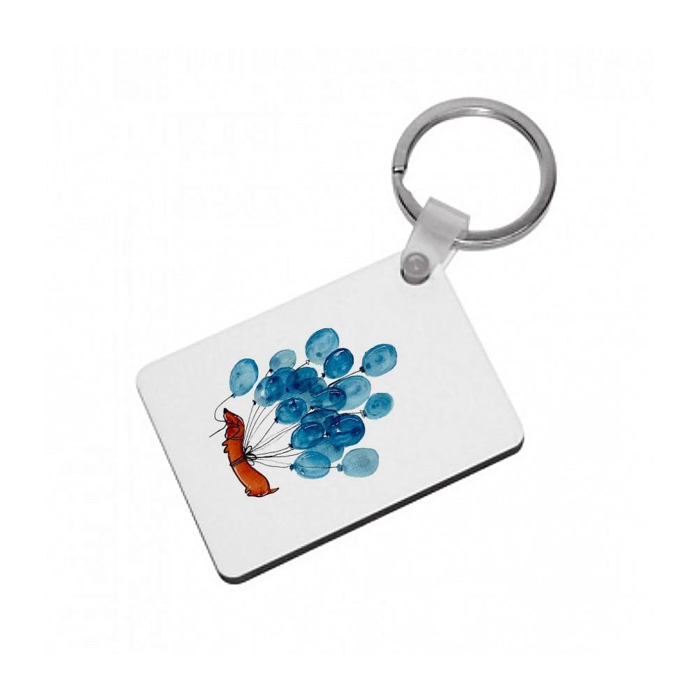 Dachshund And Balloons Keyring - Fun Cases