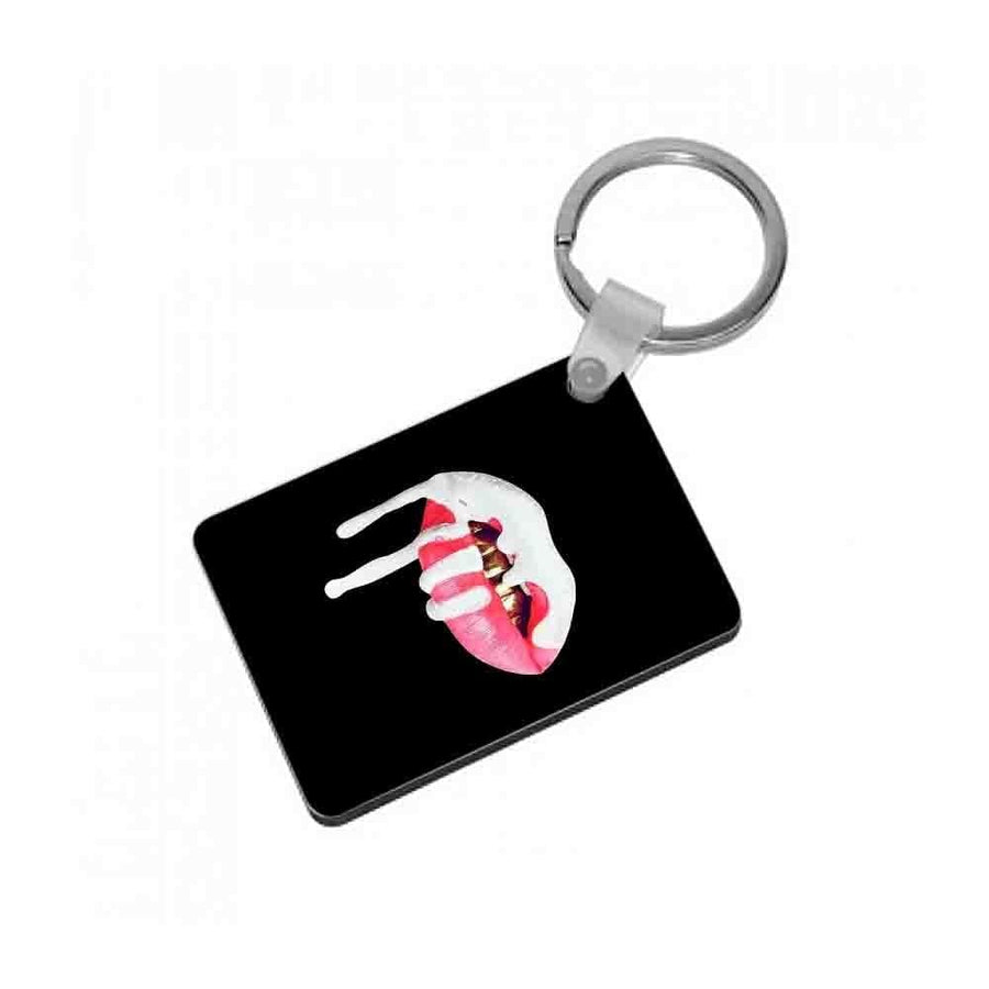 Kylie Jenner - White and Pink Lips Keyring - Fun Cases