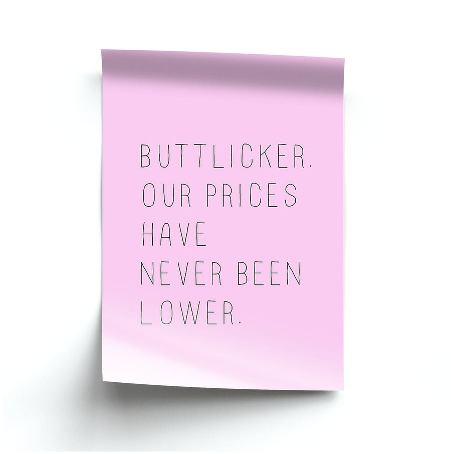 Buttlicker, Our Prices Have Never Been Lower - The Office Poster