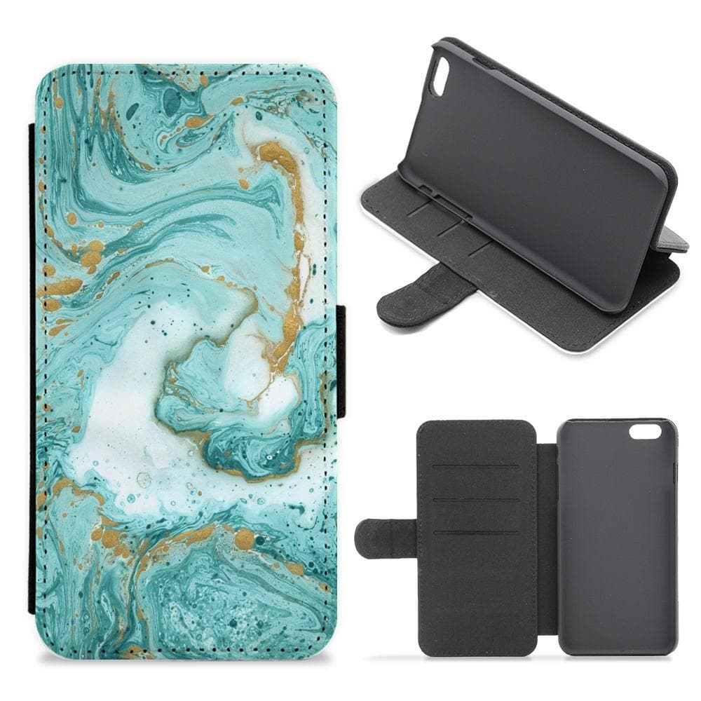 Green Marble Flip / Wallet Phone Case - Fun Cases