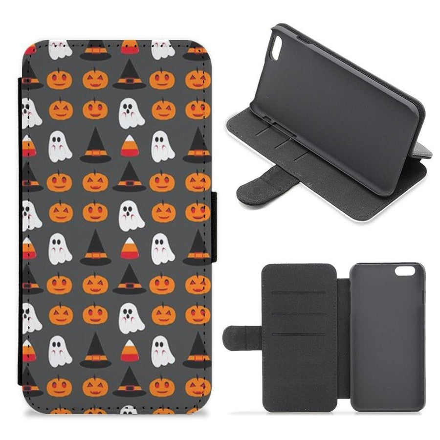 Pumpkin, Ghost, Candy Repeat Flip Wallet Phone Case