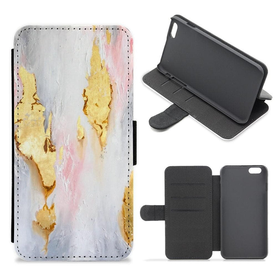 Gold Flaked Marble Pattern Flip / Wallet Phone Case - Fun Cases