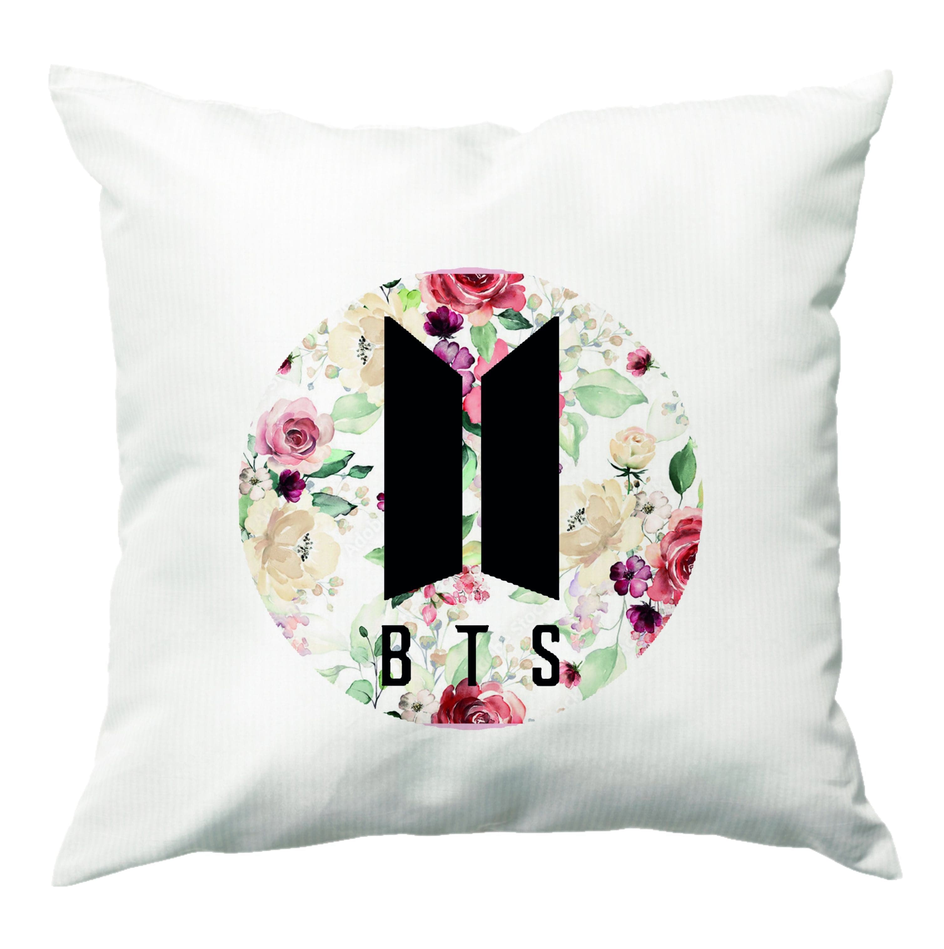 BTS Logo And Flowers - K Pop Cushion