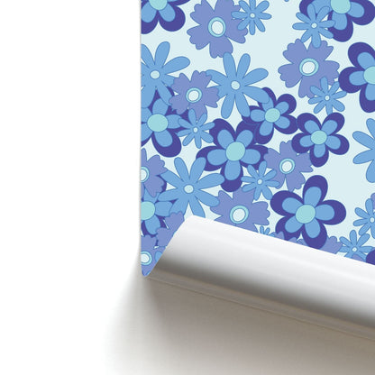 Blue Flowers - Floral Patterns Poster