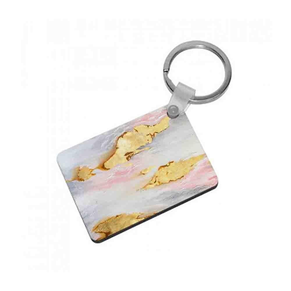 Gold Flaked Marble Pattern Keyring - Fun Cases