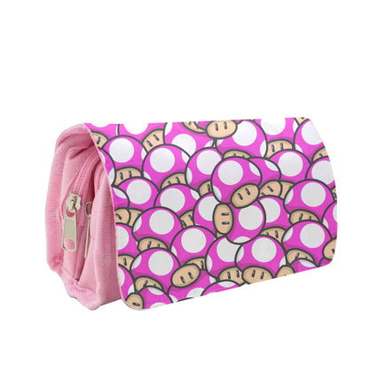 Mushroom Pattern - Dark Pink Pencil Case