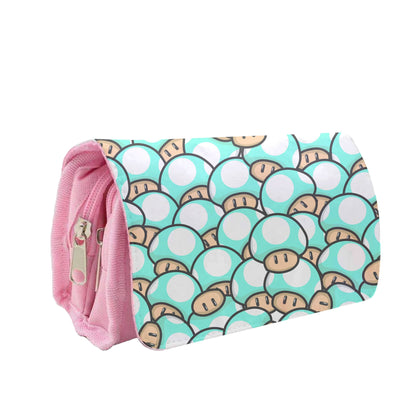 Mushroom Pattern - Light Blue Pencil Case