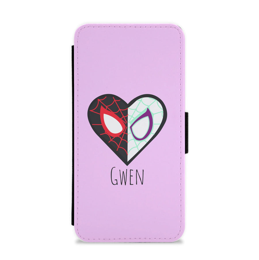 Gwen And SpiderMan - Personalised Marvel Flip / Wallet Phone Case